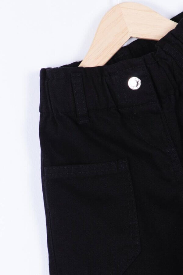 Siyah Wide Leg Kız Çocuk Oversize Kesim Kot Pantolon - Görsel 2