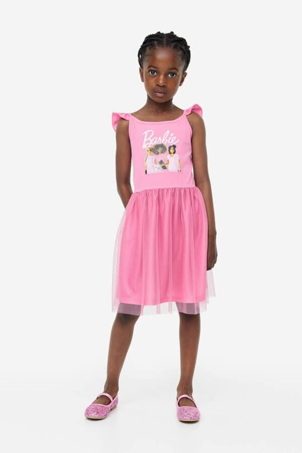 Barbie Desenli Tül Etekli Elbise - Görsel 3
