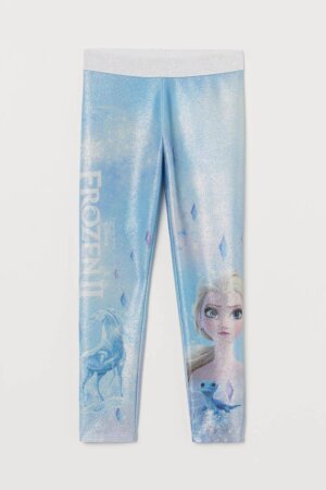 Elsa Frozen Parlak Pullu Baskılı Tayt